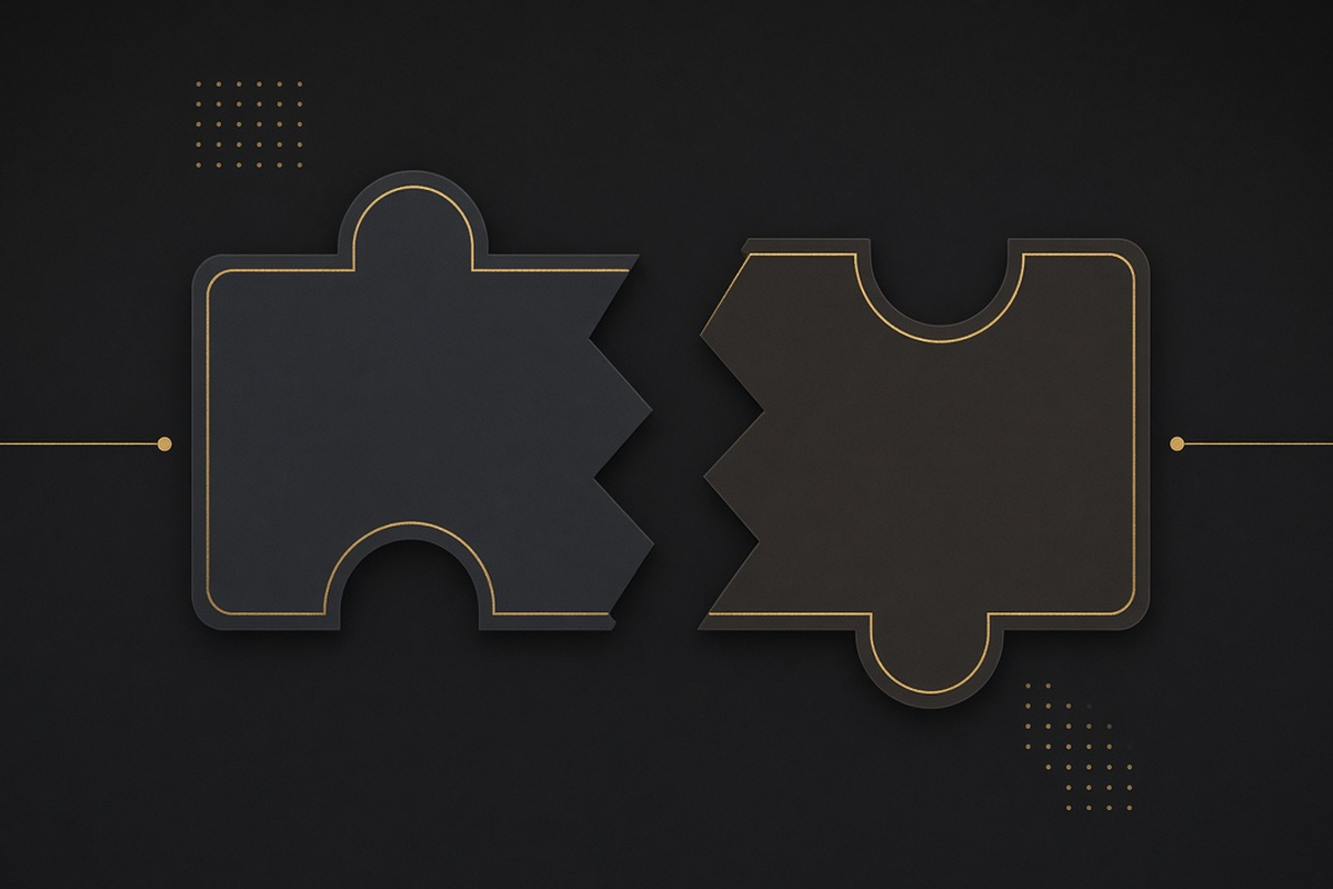 Abstract illustration of mismatched business identity glue